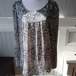 Elegant Blue, Peach and White Paisley Women's Top